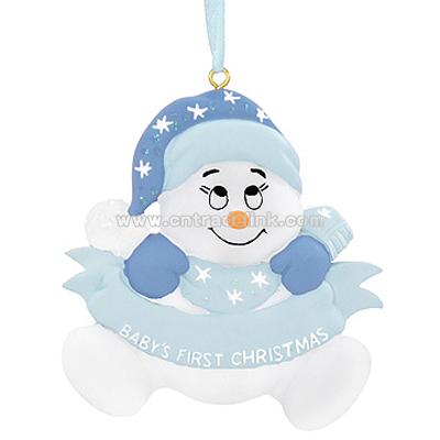 Personalized Baby's First Christmas Boy Snowman Ornament