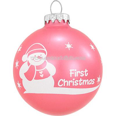 Personalized Baby's First Christmas Pink Glass Ornament