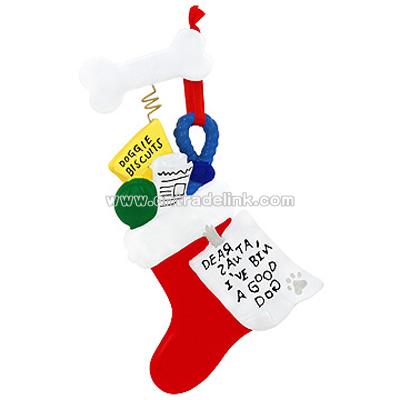 Personalized Dog Stocking With Dog Gifts Ornament