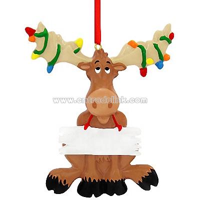 Personalized Moose With Christmas Lights Ornament