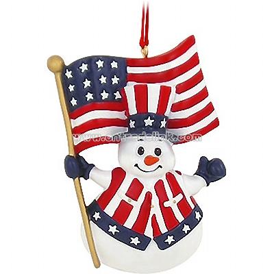 Personalized Patriotic Snowman Ornament