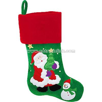 Personalized Santa With Tree & Snowman Stocking