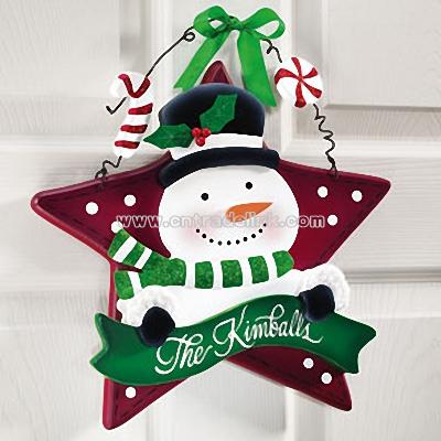 Personalized Snowman Door Hanging