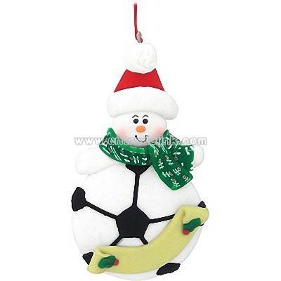 Personalized Snowman With Soccer Ball Body Ornament