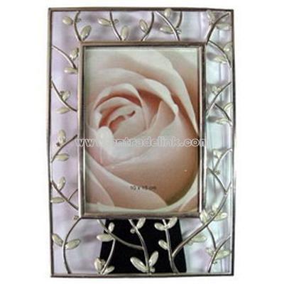 Pewter photo frame with black velvet back and stand