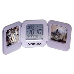 Photo frame with clock