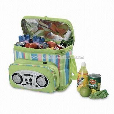 Picnic Cooler Bag with Built-in FM/AM Radio and Two Freeze Blocks Holder