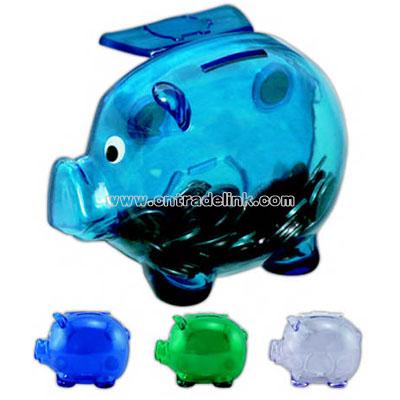 Pig coin bank with four magnets on back