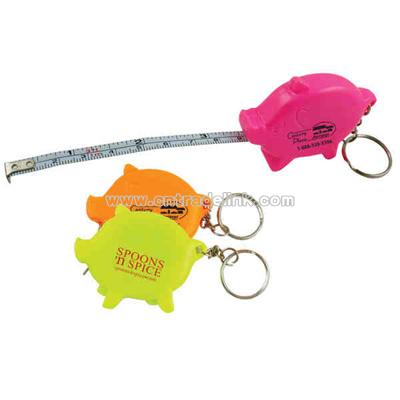 Pig shape tape measure key chain