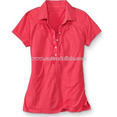 Pigment-Dyed Ruffled Polo