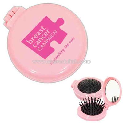 Pink - Compact mirror with brush