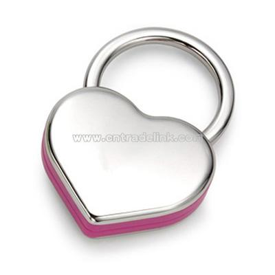 Pink Plastic / Nickel Plated Heart Key Chain
