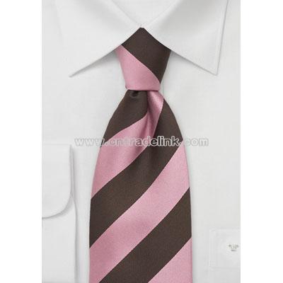Pink and Brown Striped Silk Tie