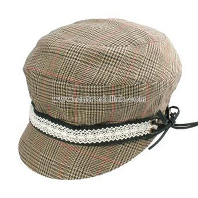 Plaid and Lace Jockey Cap