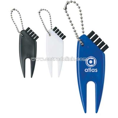 Plastic Divot Key Chain With Nylon Brush