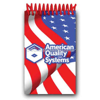 Plastic Spiral Mini Notepad with 72 sheets and American flag design