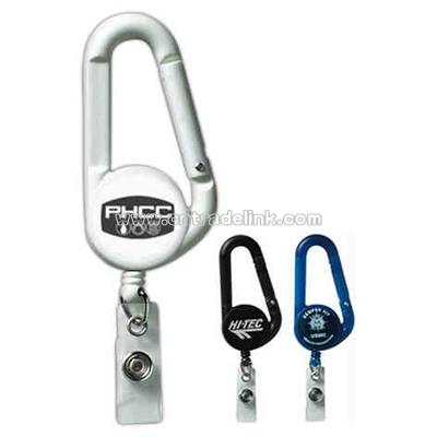 Plastic carabiner retractable badge holder