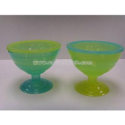Plastic double wall freezer ice-cream bowl