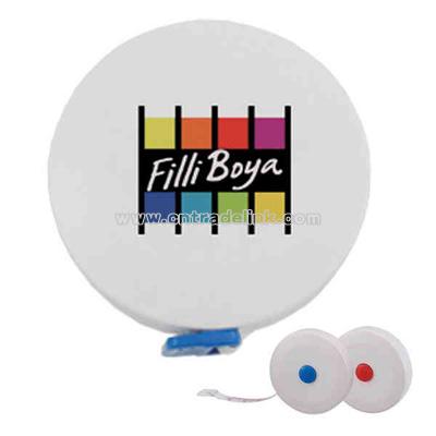 Plastic mini round shape tape measure with built in level