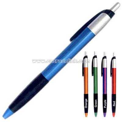 Plastic pen with rubber grip