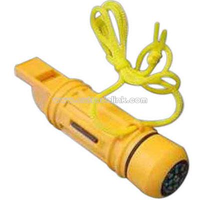 Plastic whistle compass with mirror