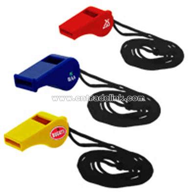 Plastic whistle with lanyard and plastic breakaway