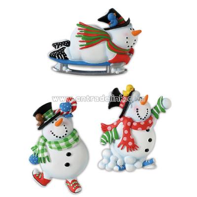 Playful Snowmen Magnets