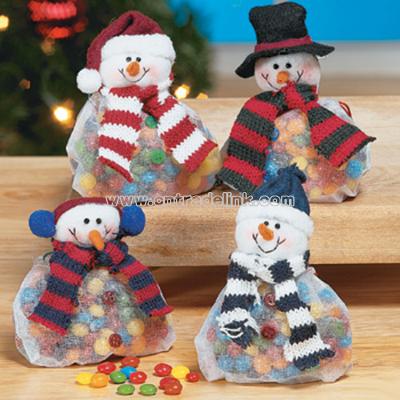 Plush Snowman Drawstring Candy Bag Ornaments