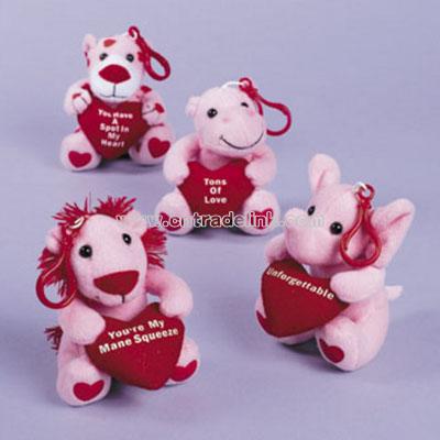 Plush Valentine Zoo Animal Key Chains