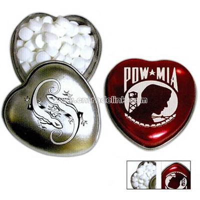 Pocket size heart shaped tin mints