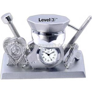 Police themed clock on base