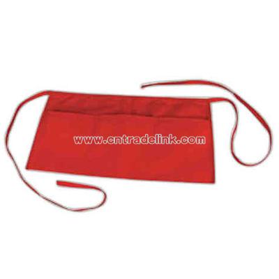 Poly-cotton waist cafe square apron with 3 divisional pouch pockets
