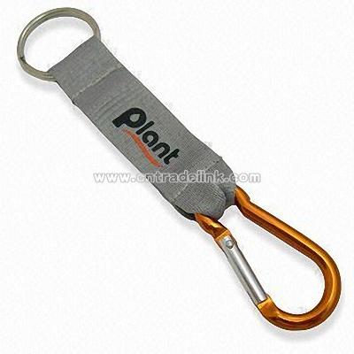 Polyester Short Lanyard with Carabiner Hook and Key Ring