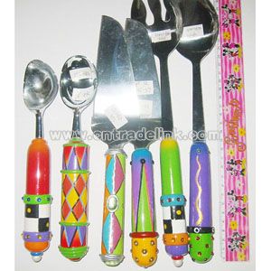 Polyresin Bread Knife and Cheese Fork/Spoon