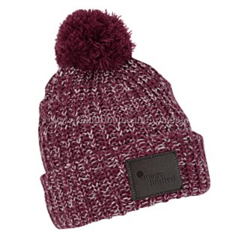 Pom Pom Beanie with Cuff - Patch