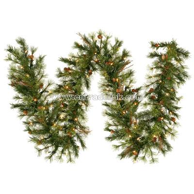 Pre-Lit 9-Foot Artificial Mixed Country Pine Garland