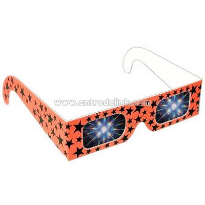 Preprinted assorted neon 3-D fireworks eyeglasses with stars