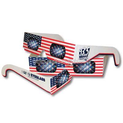 Preprinted patriotic American flag design 3D fireworks eyeglasses