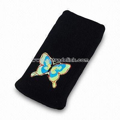 Pretty Mobile Phone Pouch with Embroidered Label