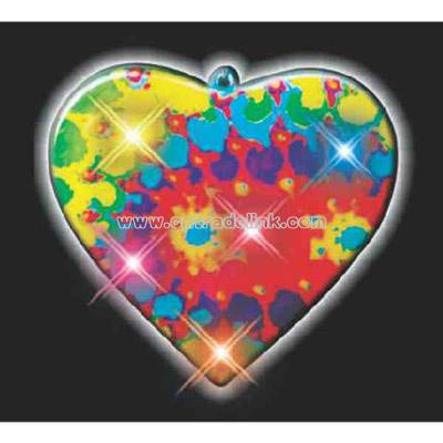 Printed tie dye heart flashing pin
