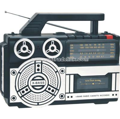 Professional Silver Multi-Functions Portable Radio Cassette Recorder With Torch