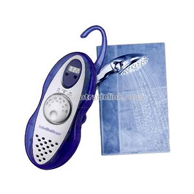 Promotional Shower radio with AM/FM clock and shower hanger