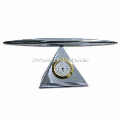 Pyramid Table Pen with Insert Clock