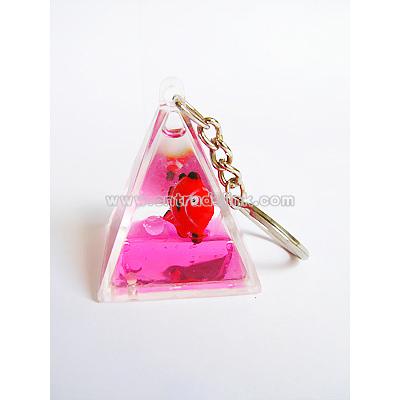 Pyramidal Liquid Keychain