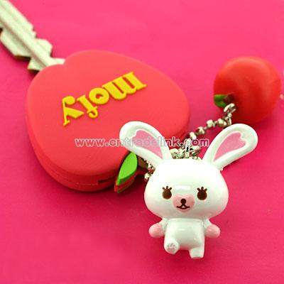 Rabbit Mofy Mascot Key Cover Ball Chain (Apple)