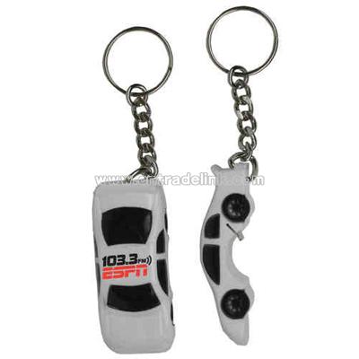 Race car shaped bottle opener and key tag