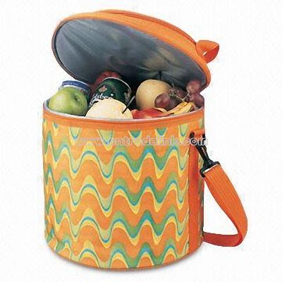 Radio Cylinder Cooler Bag with Built-in AM/FM Radio on Lid