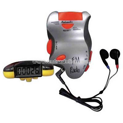 Radio and LED pedometer