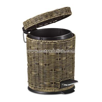 Rattan Bathroom Step-On Trash Can