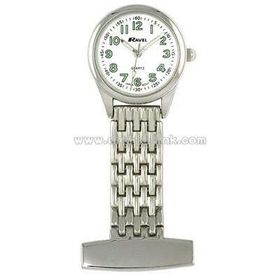 Ravel polished chrome nurses fob watch